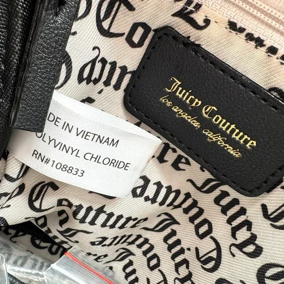 JUICY COUTURE NWT Rose Logo Mini Backpack Black Pink Gold Chain Crossbody Y2k - Picture 5 of 8